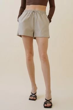 Beige Botany Bottoms Darian Faux Leather Short