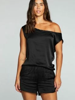 CHASER Stretch Silky Off The Shoulder Top Tops