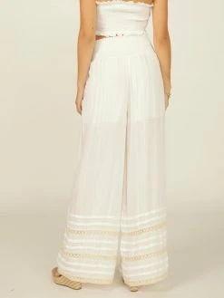 Vintage Havana Crochet Texture Knit Wide Leg Pant