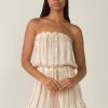 Elan Natural Stripe Strapless Gauze Romper Rompers & Jumpsuits 2 Elan Natural Stripe Strapless Gauze Romper Rompers & Jumpsuits