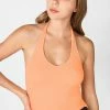 Nikibiki Tops Kami Ribbed Halter Cantaloupe Crop Top