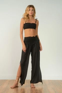 Elan Black Smocked Waist Wide Leg Pant 9 Elan Black Smocked Waist Wide Leg Pant