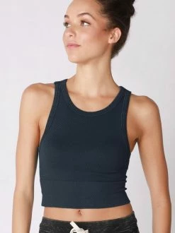 Nikibiki Jevel Vintage Denim Chevron Highneck Crop Top Tops