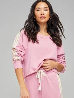 Wildfox Homestead Stripes World Tour Crop Sweatshirt Tops