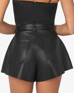 WeWoreWhat Bottoms Black Vegan Leather Flare Bell Short 12 WeWoreWhat Bottoms Black Vegan Leather Flare Bell Short