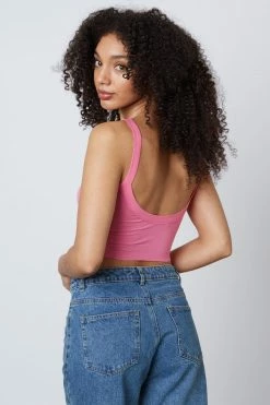 Cotton Candy Bria Hot Pink Crop Tank Tops