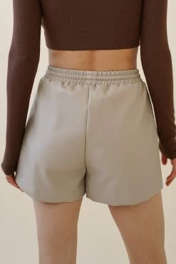 Beige Botany Bottoms Darian Faux Leather Short