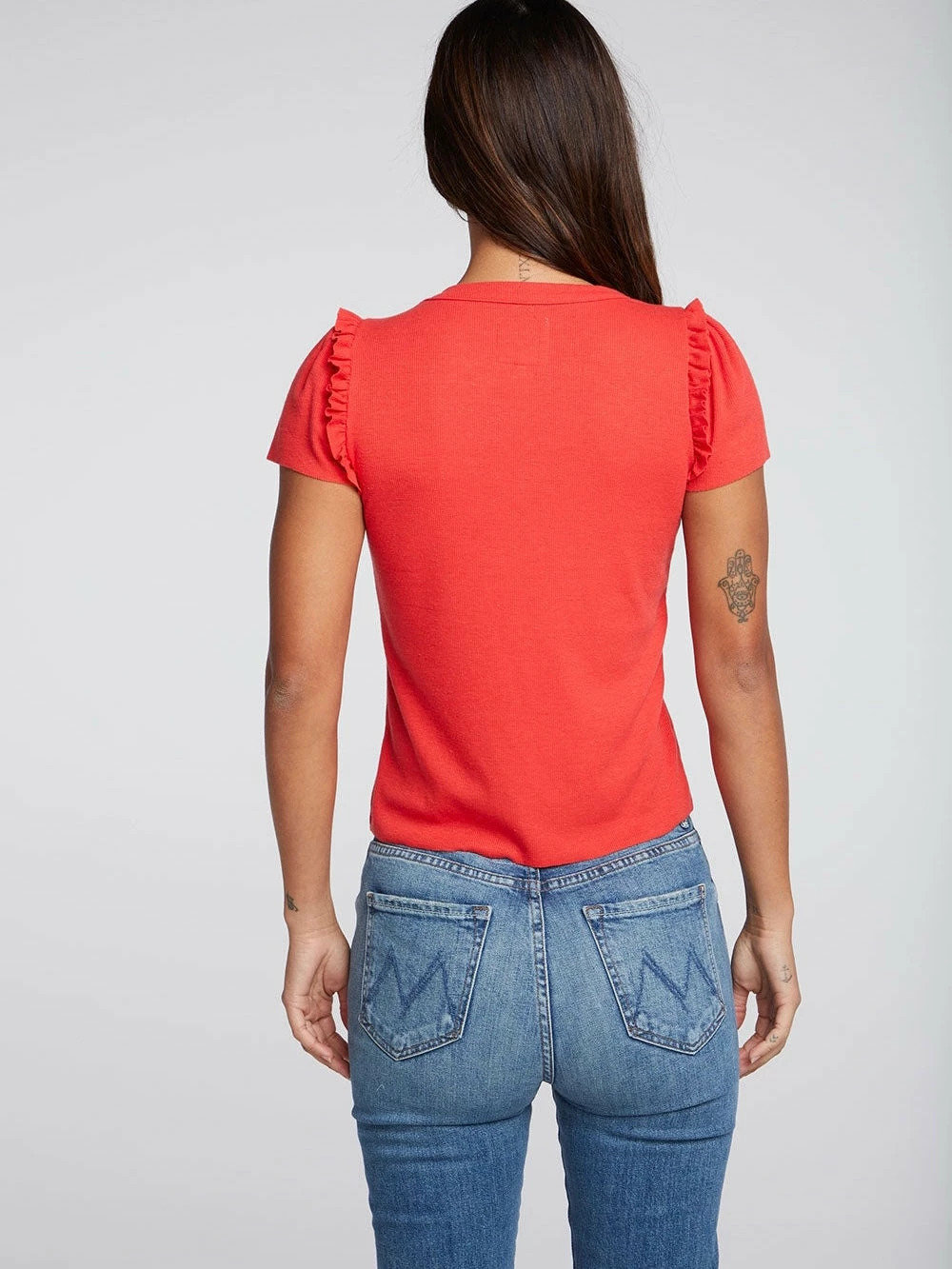 CHASER Tops Linen Punch Ruffle Puff Sleeve Tee 6 CHASER Tops Linen Punch Ruffle Puff Sleeve Tee