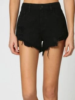 Hidden Jeans Finn 6 HR Black Destroyed Frayed Denim Short Bottoms