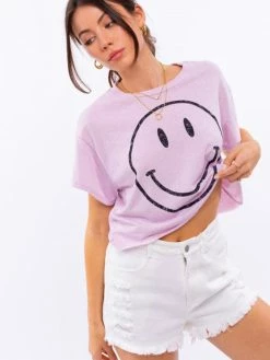 Le Lis Be Happy Lilac Crop Tee Tops