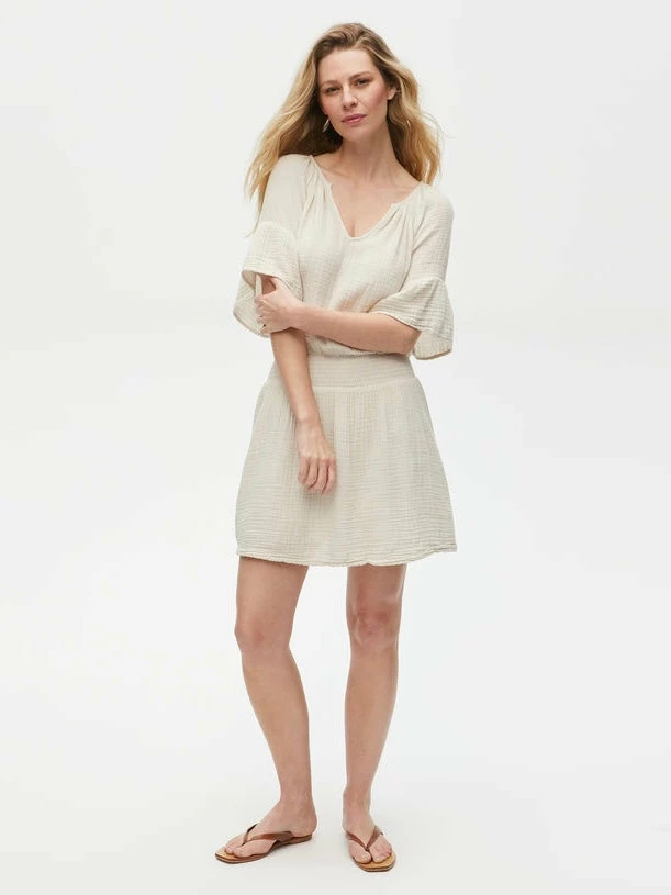 Michael Stars Katelyn Gauze Ecru Ruffle Sleeve Dress 4 Michael Stars Katelyn Gauze Ecru Ruffle Sleeve Dress