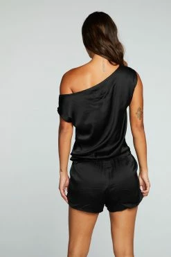 CHASER Stretch Silky Off The Shoulder Top Tops