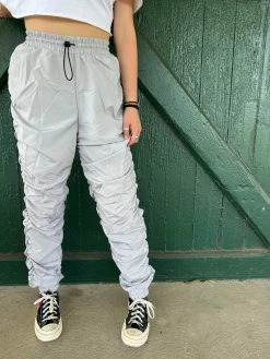 C Jes Anessa Grey Ruched Pant Bottoms