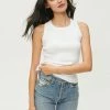 Michael Stars Paloma White Rib High Neck Tank Tops