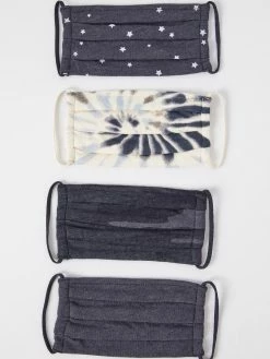 Luna Chick ACCESSORIES Dusty Navy Tie Dye Mask 4-Pack