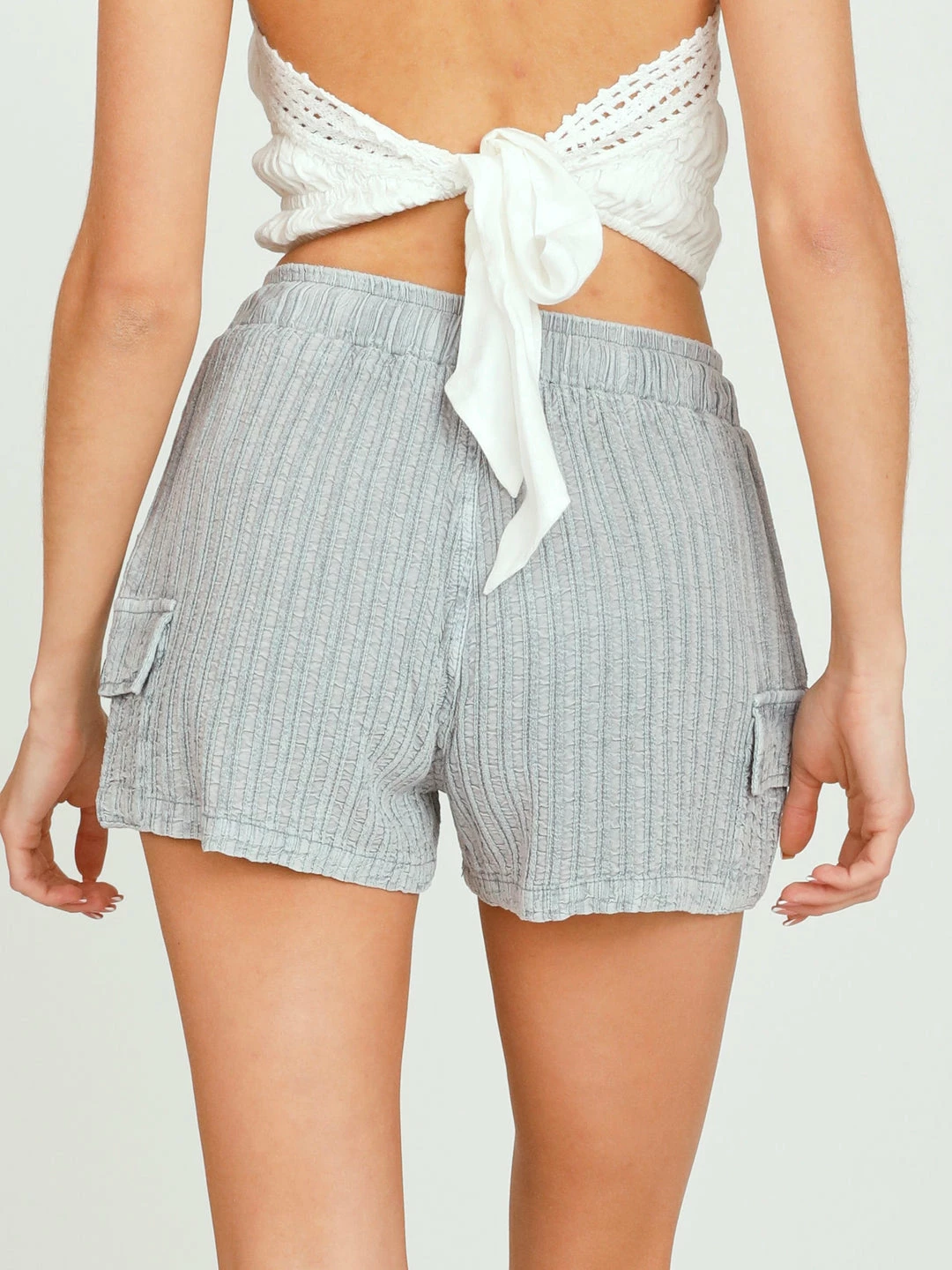 Vintage Havana Bottoms Fog Blue Textured Stripe Short 4 Vintage Havana Bottoms Fog Blue Textured Stripe Short