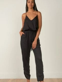 Elan Rompers & Jumpsuits Black Smocked Waist Jumpsuit