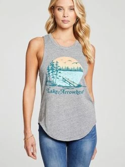 CHASER Lake Arrowhead Triblend Basic Muscle Tank Tops