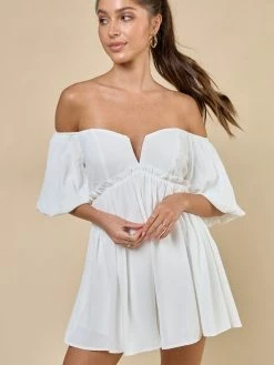 Blue Blush Cherise Off White Romper Rompers & Jumpsuits