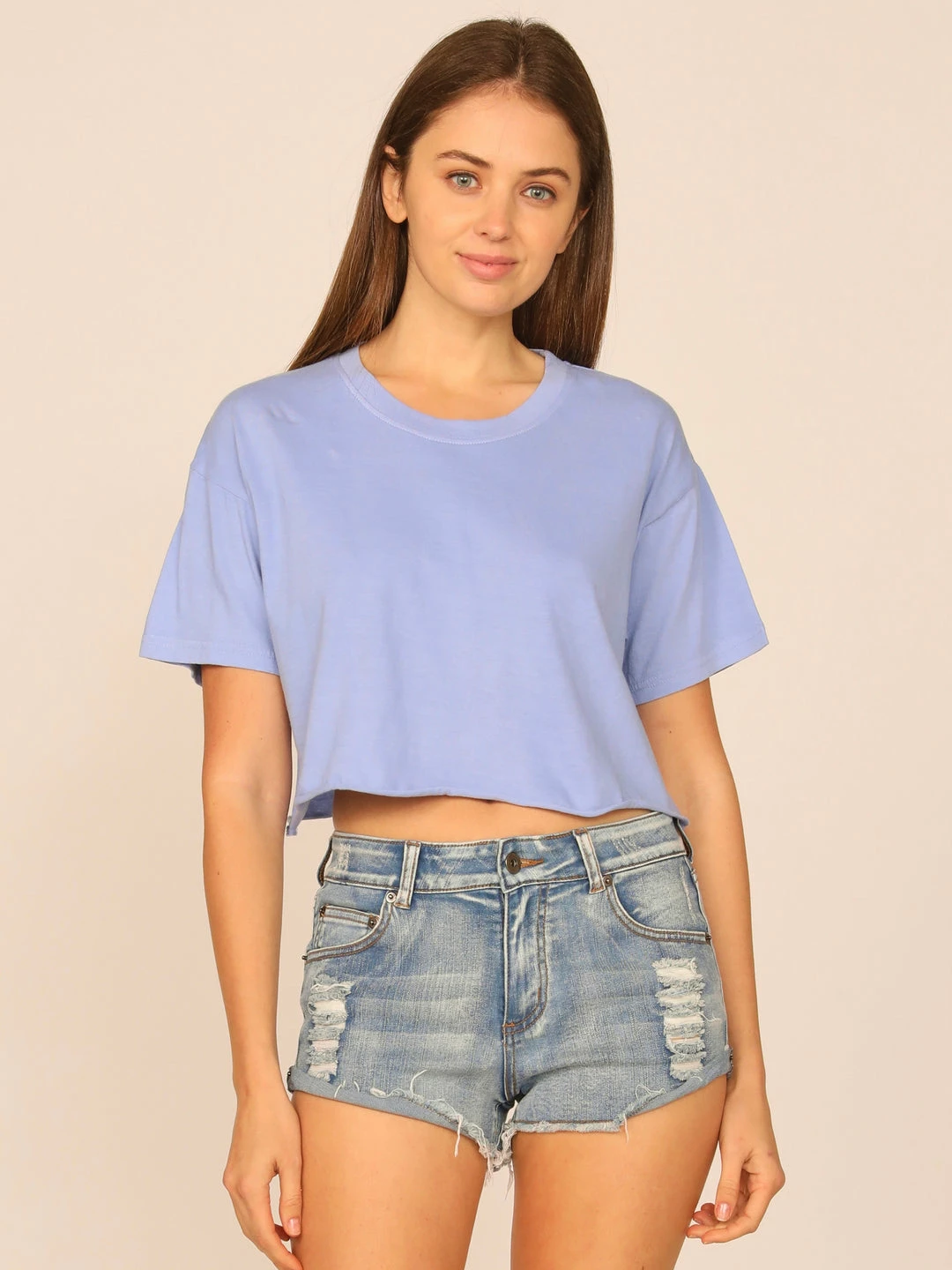 Vintage Havana Garment Dye Periwinkle Boxy Crop Top 3 Vintage Havana Garment Dye Periwinkle Boxy Crop Top
