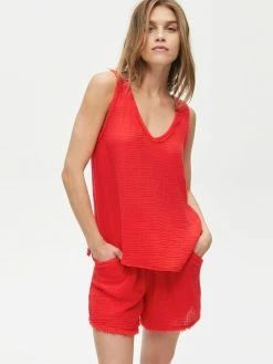 Michael Stars Tops Tammy Gauze Salsa Tank