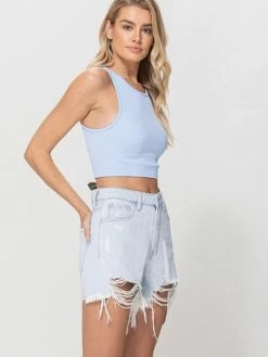 Vervet Sasha HR Distressed Mom Denim Short