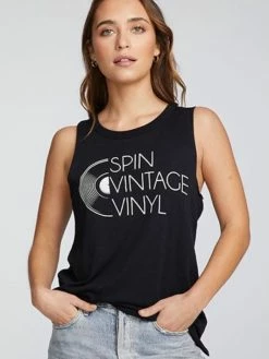CHASER Spin Vintage Vinyl Muscle Tank Tops