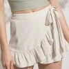 ILLA ILLA Myka Off White Linen Mini Skort Bottoms