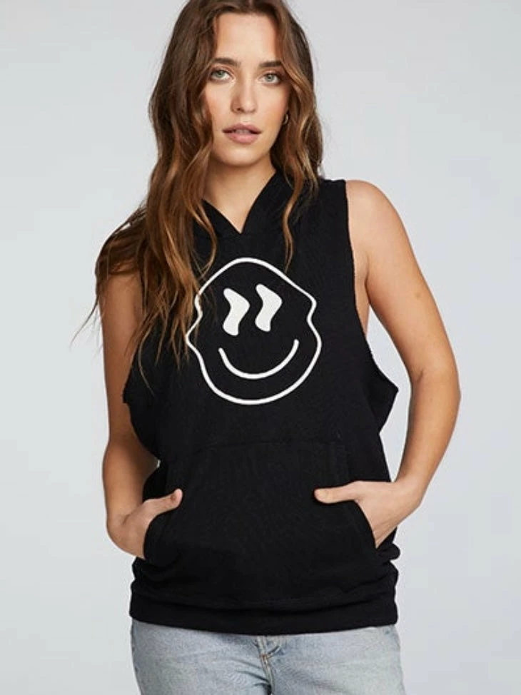 CHASER Linen French Terry Smiley Face Hoodie Tops 3 CHASER Linen French Terry Smiley Face Hoodie Tops