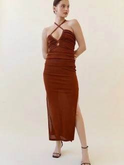 Beige Botany Dresses Dionne Pecan Midi Dress