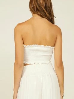 Vintage Havana Crochet Texture Knit Tie Front Bandeau