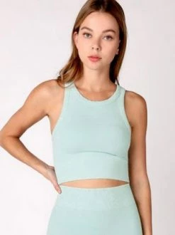 Nikibiki Jevel Vintage Aqua Chevron Highneck Crop Top