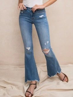 Flying Monkey Hudson MR Distressed Flare Jean Bottoms
