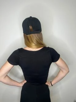 Nikibiki Tops Lia Short Sleeve Black Square Neck Crop Top