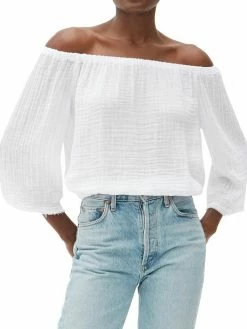 Michael Stars Isabel Gauze White Off The Shoulder Top Tops