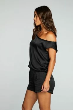 CHASER Stretch Silky Off The Shoulder Top Tops