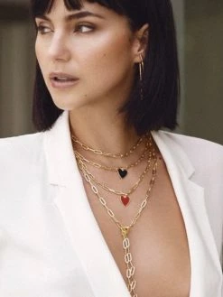 Sahira ACCESSORIES Jamie Black Enamel Heart Chain