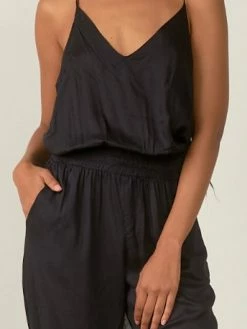 Elan Rompers & Jumpsuits Black Smocked Waist Jumpsuit