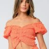 Olivaceous Tops Dahlia Gauze Solana Crop Top