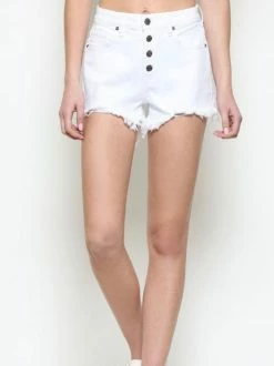 Hidden Jeans Sofie 5 HR White Button Mom Denim Short
