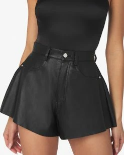 WeWoreWhat Bottoms Black Vegan Leather Flare Bell Short 10 WeWoreWhat Bottoms Black Vegan Leather Flare Bell Short