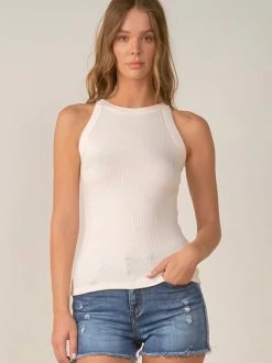 Elan Wide Rib Cream Racer Tank