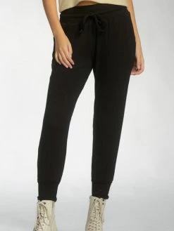 Elan Bottoms Wide Rib Black Knit Jogger