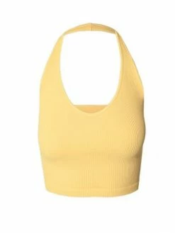Nikibiki Tops Kami Ribbed Halter Popcorn Crop Top