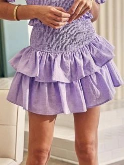 Miou Muse Calliope Grid Lavender Skort