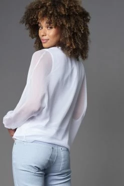 Lola & Sophie Tops Chiffon V-Neck White Kimomo Top