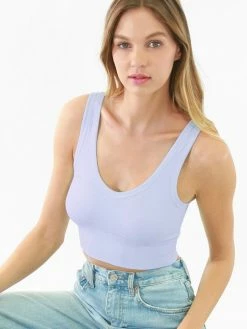 Nikibiki Cali Reversible Ice Blue Herringbone Crop Top