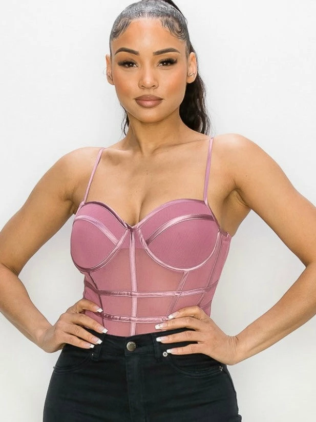 Iris Valentina Lavender Mesh Bodysuit Tops 3 Iris Valentina Lavender Mesh Bodysuit Tops