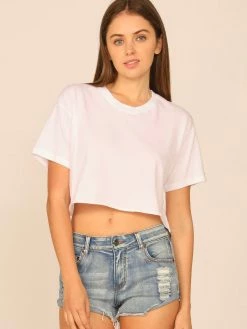 Vintage Havana Garment Dye White Boxy Crop Top