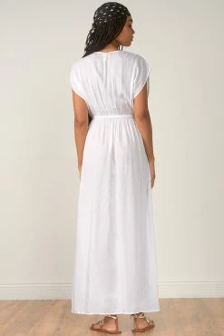 Elan Dresses White Deep V-Neck Maxi Dress